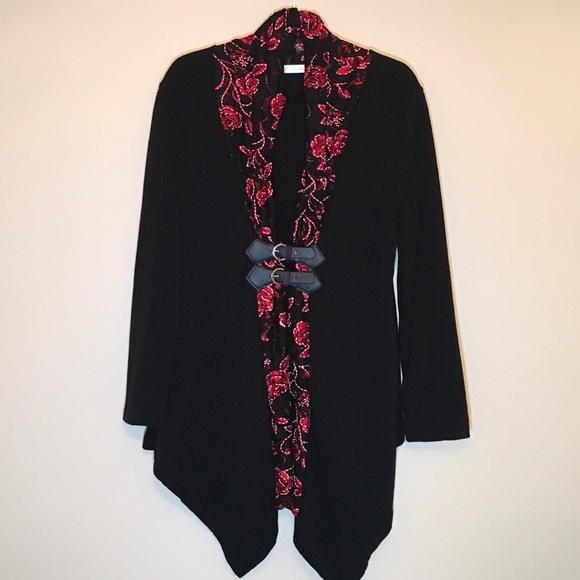 Rosegal Sweaters - Harakuri cardigan sweater with black lace and rose details. NWT